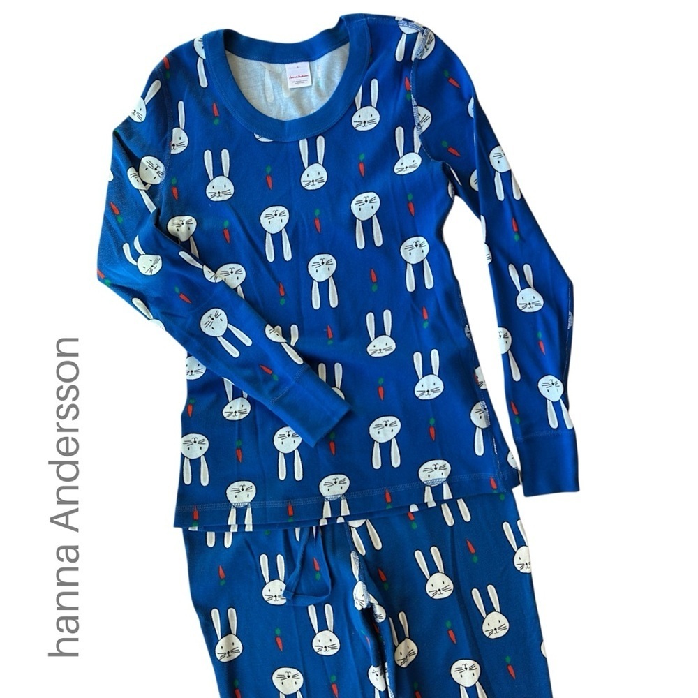 HANNA ANDERSSON NWOT BUNNY & CARROT ORGANIC COTTON LONG JOHN PJ SET ADULT SMALL